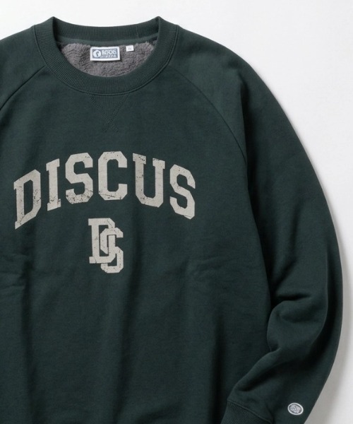 DISCUS（ディスカス）の「2026AW DISCUS/ディスカス 裏ボア カレッジプリント ラグラン スウェットトレーナー レディース メンズ（スウェット・レディース・ネイビー/スミクロ/アッシュグレー/グリーン・XL/L/M）」の3枚目の写真