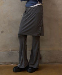 Button Midi Skirt Pants Charcoal