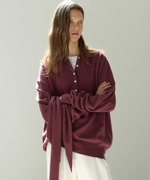 Superfine Wool Henley Knit Set - Berry Plum