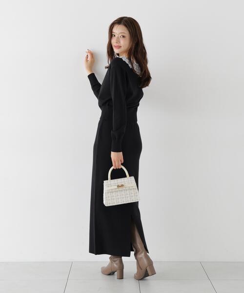 PROPORTION BODY DRESSING(プロポーションボディドレッシング)の「<a>レースVネックニットSET UP / 1216240005(ワンピース・レディース・ピンク/グレー系その他/ブラック・P/S/MEDIUM)」の7枚目の写真