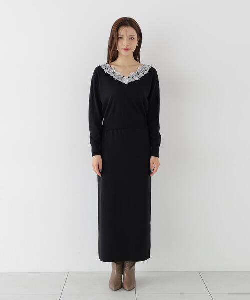 PROPORTION BODY DRESSING(プロポーションボディドレッシング)の「<a>レースVネックニットSET UP / 1216240005(ワンピース・レディース・ピンク/グレー系その他/ブラック・P/S/MEDIUM)」の9枚目の写真