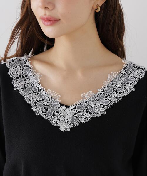 PROPORTION BODY DRESSING(プロポーションボディドレッシング)の「<a>レースVネックニットSET UP / 1216240005(ワンピース・レディース・ピンク/グレー系その他/ブラック・P/S/MEDIUM)」の12枚目の写真