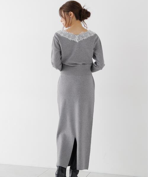PROPORTION BODY DRESSING(プロポーションボディドレッシング)の「<a>レースVネックニットSET UP / 1216240005(ワンピース・レディース・ピンク/グレー系その他/ブラック・P/S/MEDIUM)」の16枚目の写真