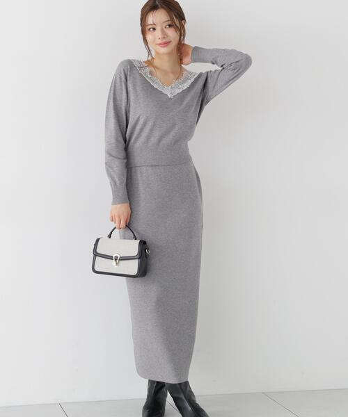 PROPORTION BODY DRESSING(プロポーションボディドレッシング)の「<a>レースVネックニットSET UP / 1216240005(ワンピース・レディース・ピンク/グレー系その他/ブラック・P/S/MEDIUM)」の17枚目の写真