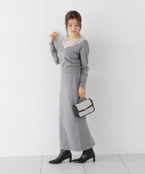 PROPORTION BODY DRESSING(プロポーションボディドレッシング)の「<a>レースVネックニットSET UP / 1216240005(ワンピース・レディース・ピンク/グレー系その他/ブラック・P/S/MEDIUM)」の19枚目の写真