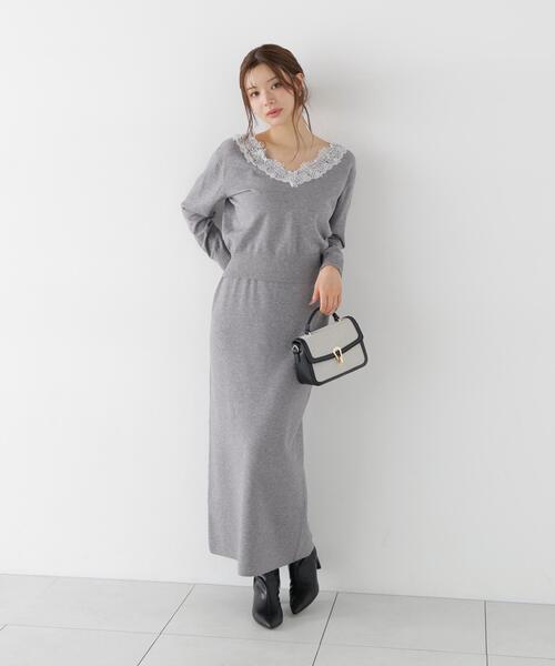 PROPORTION BODY DRESSING(プロポーションボディドレッシング)の「<a>レースVネックニットSET UP / 1216240005(ワンピース・レディース・ピンク/グレー系その他/ブラック・P/S/MEDIUM)」の20枚目の写真