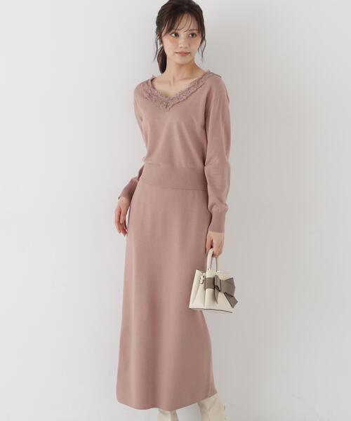 PROPORTION BODY DRESSING(プロポーションボディドレッシング)の「<a>レースVネックニットSET UP / 1216240005(ワンピース・レディース・ピンク/グレー系その他/ブラック・P/S/MEDIUM)」の22枚目の写真