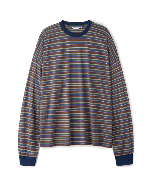 PARTIMENTO(パルティメント)の「ミックスドストライプ ロングスリーブ ブラウン(Tシャツ/カットソー・メンズ・その他・MEDIUM/LARGE)」の1枚目の写真