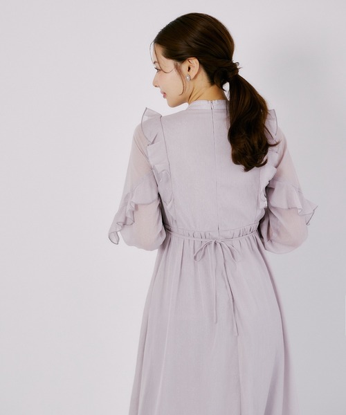 tocco closet(トッコ クローゼット)の「リボン付きフリルレースピンタックラメシアーワンピース(ワンピース・レディース・ブラウン/ラベンダー・M)」の20枚目の写真