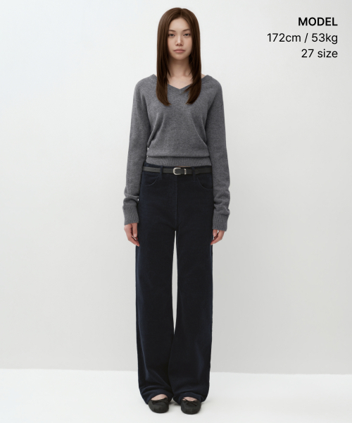 MUSINSA STANDARD WOMAN（ムシンサスタンダードウーマン）の「ウィメンズストレートコーデュロイパンツ[ダークネイビー]（その他パンツ・レディース・その他・29/28/27/26/25/24/30）」の2枚目の写真