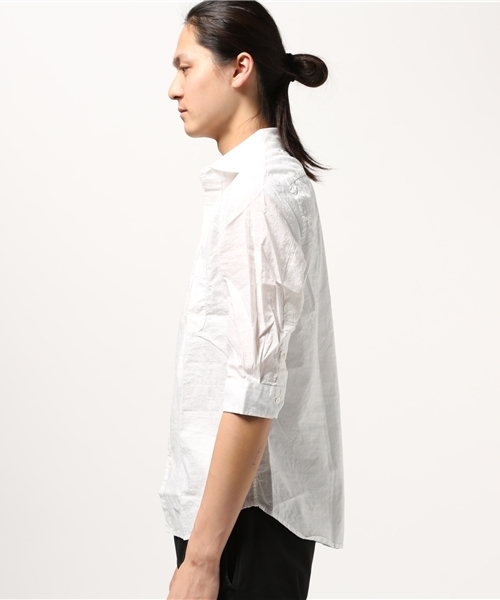 ESSENTIAL GARMENT MEN'S BIGI(エッセンシャルガーメントメンズビギ)の「シャンブレージャガードシャツ(7分袖)/コットン×リネン(シャツ/ブラウス・メンズ・ホワイト/サックスブルー/ピンク/ネイビー・S/L/M)」の5枚目の写真