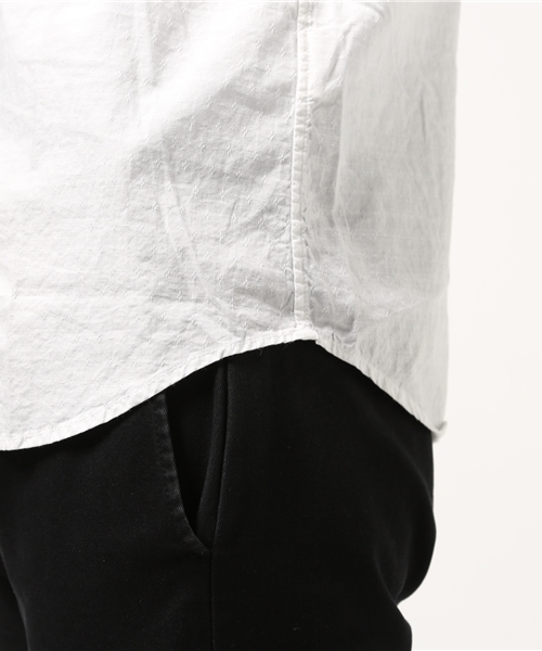 ESSENTIAL GARMENT MEN'S BIGI(エッセンシャルガーメントメンズビギ)の「シャンブレージャガードシャツ(7分袖)/コットン×リネン(シャツ/ブラウス・メンズ・ホワイト/サックスブルー/ピンク/ネイビー・S/L/M)」の9枚目の写真