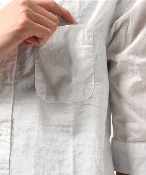 ESSENTIAL GARMENT MEN'S BIGI(エッセンシャルガーメントメンズビギ)の「シャンブレージャガードシャツ(7分袖)/コットン×リネン(シャツ/ブラウス・メンズ・ホワイト/サックスブルー/ピンク/ネイビー・S/L/M)」の10枚目の写真