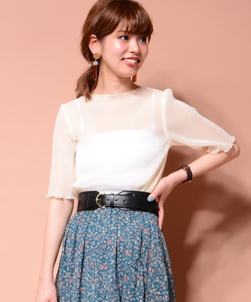 natural couture（ナチュラルクチュール）の「キラっとプリーツメローブラウス（シャツ/ブラウス・レディース・レッド/ブラック/アイボリー/ブルー・FREE）」の7枚目の写真