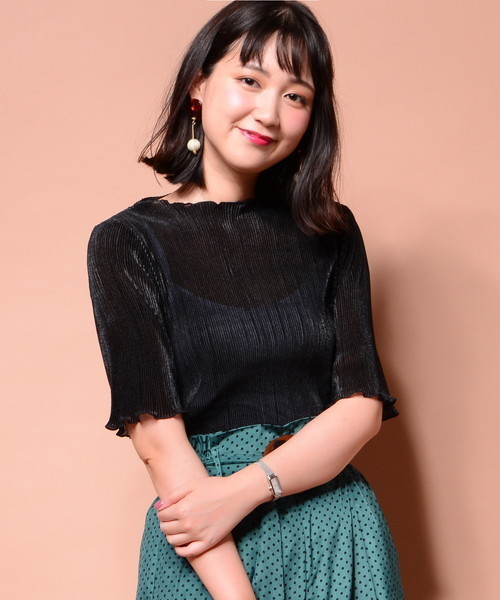 natural couture（ナチュラルクチュール）の「キラっとプリーツメローブラウス（シャツ/ブラウス・レディース・レッド/ブラック/アイボリー/ブルー・FREE）」の9枚目の写真