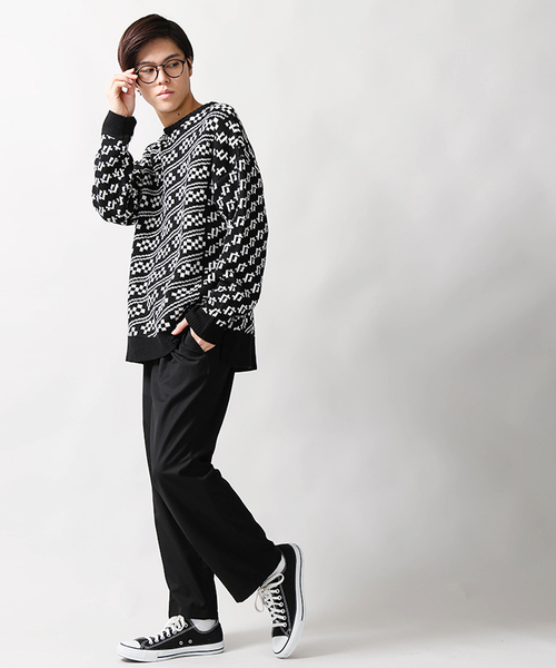 WEGO（ウィゴー）の「WEGO/ワイドアンクルスラックス（スラックス・メンズ・ブラック・SMALL/MEDIUM/LARGE）」の2枚目の写真