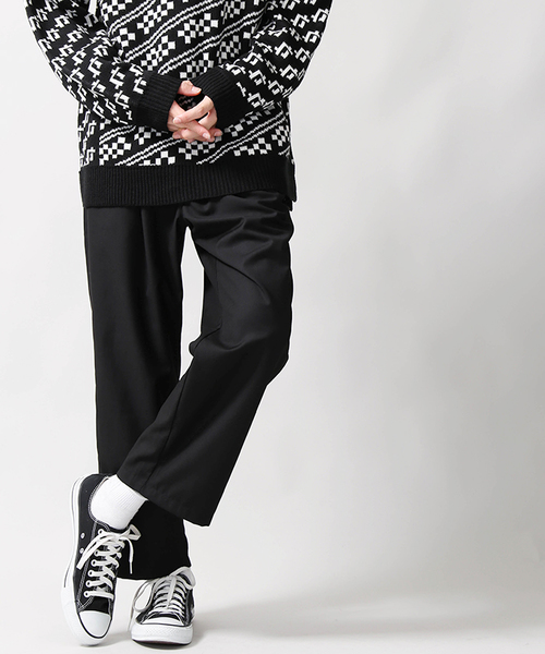 WEGO（ウィゴー）の「WEGO/ワイドアンクルスラックス（スラックス・メンズ・ブラック・SMALL/MEDIUM/LARGE）」の4枚目の写真