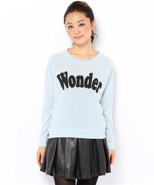 WEGO（ウィゴー）の「ロゴプリントニットソー（Tシャツ/カットソー・レディース・サックスブルー/ネイビー/ライトピンク/杢グレー/アイボリー・FREE）」の6枚目の写真