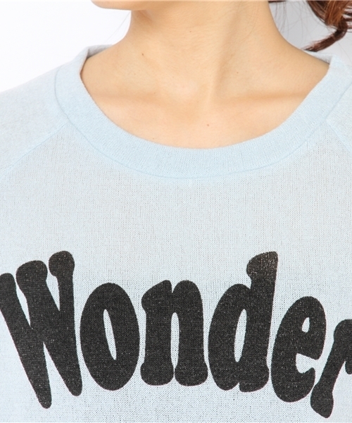 WEGO（ウィゴー）の「ロゴプリントニットソー（Tシャツ/カットソー・レディース・サックスブルー/ネイビー/ライトピンク/杢グレー/アイボリー・FREE）」の9枚目の写真