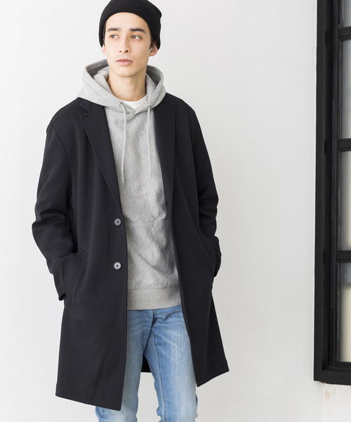 WEGO（ウィゴー）の「WEGO/ストレッチチェスターコート（チェスターコート・メンズ・杢グレー/ブラック/ネイビー・MEDIUM/LARGE/SMALL）」の2枚目の写真