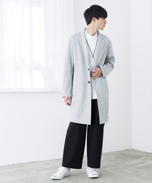 WEGO（ウィゴー）の「WEGO/ストレッチチェスターコート（チェスターコート・メンズ・杢グレー/ブラック/ネイビー・MEDIUM/LARGE/SMALL）」の19枚目の写真