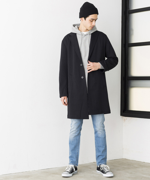 WEGO（ウィゴー）の「WEGO/ストレッチチェスターコート（チェスターコート・メンズ・杢グレー/ブラック/ネイビー・MEDIUM/LARGE/SMALL）」の13枚目の写真