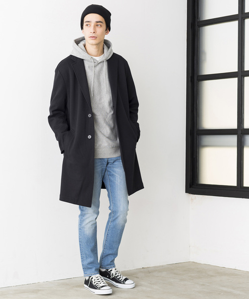 WEGO（ウィゴー）の「WEGO/ストレッチチェスターコート（チェスターコート・メンズ・杢グレー/ブラック/ネイビー・MEDIUM/LARGE/SMALL）」の12枚目の写真