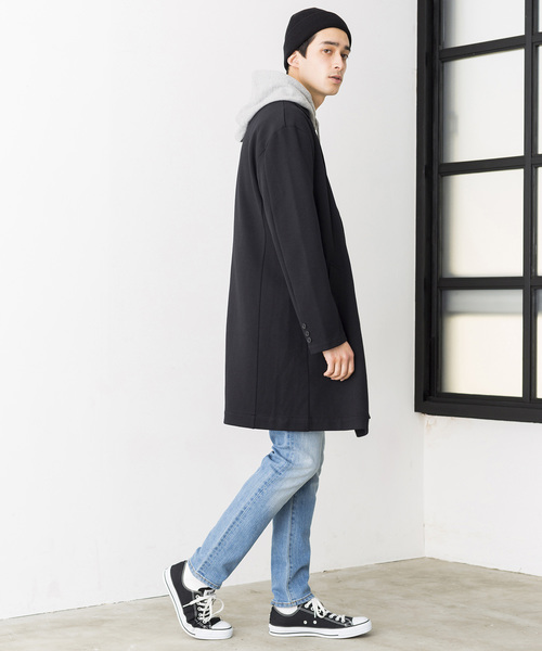 WEGO（ウィゴー）の「WEGO/ストレッチチェスターコート（チェスターコート・メンズ・杢グレー/ブラック/ネイビー・MEDIUM/LARGE/SMALL）」の10枚目の写真