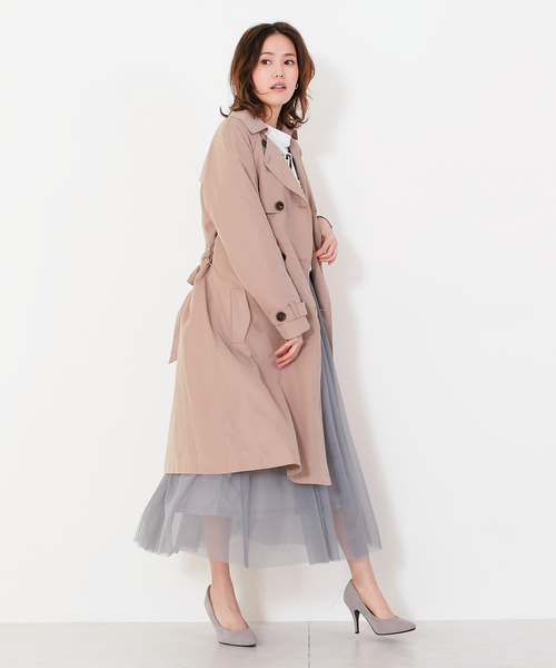 Social GIRL（ソーシャルガール）の「【サイズ展開あり】とろみロングトレンチコート（トレンチコート・レディース・ベージュ/ピンクベージュ/グレイッシュベージュ/カーキ/ライトカーキ/ネイビー/サンドベージュ/キャメル/ブラウン/ブラック・3L/L/LL/M/S）」の12枚目の写真
