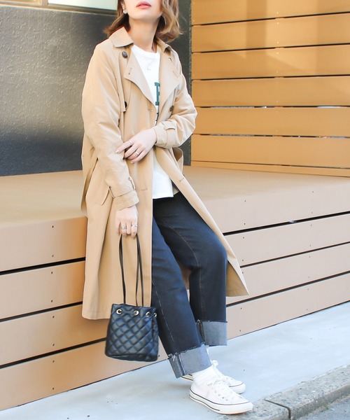 Social GIRL(ソーシャルガール)の「【累計販売枚数9万枚突破!】ヴィンテージライク トレンチコート ロングコート(トレンチコート・レディース・ベージュ/ピンクベージュ/グレイッシュベージュ/カーキ/ライトカーキ/ネイビー/サンドベージュ/キャメル/ブラウン/ブラック・3L/L/LL/M/S)」の11枚目の写真