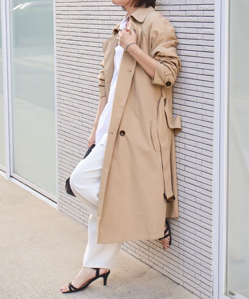 Social GIRL(ソーシャルガール)の「ヴィンテージライク トレンチコート ロングコート(トレンチコート・レディース・ベージュ/ピンクベージュ/グレイッシュベージュ/カーキ/ライトカーキ/ネイビー/サンドベージュ/キャメル/ブラウン/ブラック・3L/L/LL/M/S)」の22枚目の写真