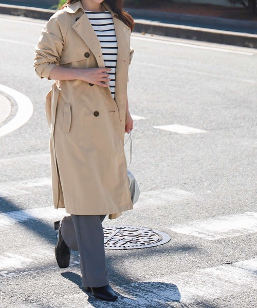 Social GIRL(ソーシャルガール)の「ヴィンテージライク トレンチコート ロングコート(トレンチコート・レディース・ベージュ/ピンクベージュ/グレイッシュベージュ/カーキ/ライトカーキ/ネイビー/サンドベージュ/キャメル/ブラウン/ブラック・3L/L/LL/M/S)」の20枚目の写真