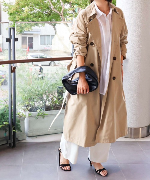 Social GIRL(ソーシャルガール)の「ヴィンテージライク トレンチコート ロングコート(トレンチコート・レディース・ベージュ/ピンクベージュ/グレイッシュベージュ/カーキ/ライトカーキ/ネイビー/サンドベージュ/キャメル/ブラウン/ブラック・3L/L/LL/M/S)」の19枚目の写真