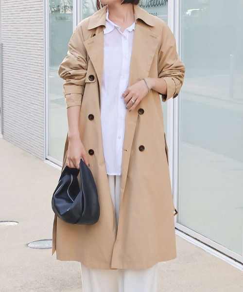 Social GIRL(ソーシャルガール)の「ヴィンテージライク トレンチコート ロングコート(トレンチコート・レディース・ベージュ/ピンクベージュ/グレイッシュベージュ/カーキ/ライトカーキ/ネイビー/サンドベージュ/キャメル/ブラウン/ブラック・3L/L/LL/M/S)」の18枚目の写真