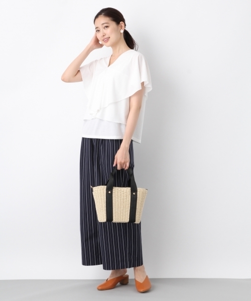 LEPSIM(レプシィム)の「コットンストライプワイドパンツ 798012(その他パンツ・レディース・ベージュ/ネイビー/グレー・SMALL/MEDIUM/LARGE)」の9枚目の写真