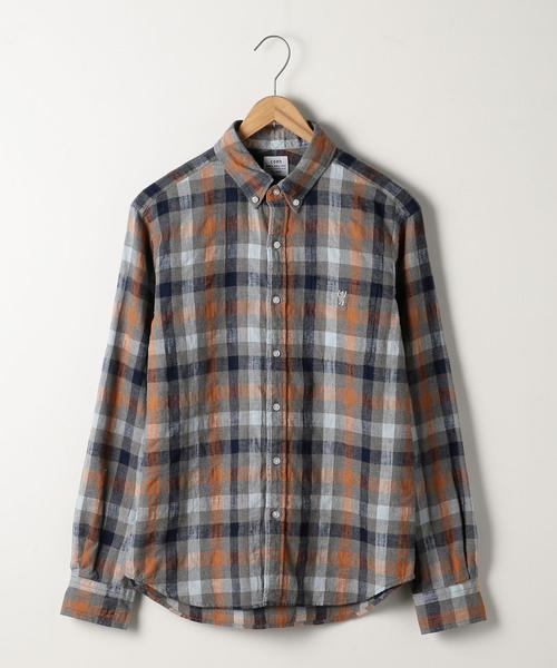 coen（コーエン）の「ウインターリネンチェックボタンダウンネルシャツ（シャツ/ブラウス・メンズ・ベージュ/グレー/コバルトブルー・SMALL/MEDIUM/LARGE/X-LARGE）」の4枚目の写真