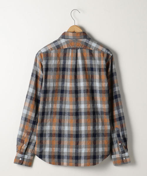 coen（コーエン）の「ウインターリネンチェックボタンダウンネルシャツ（シャツ/ブラウス・メンズ・ベージュ/グレー/コバルトブルー・SMALL/MEDIUM/LARGE/X-LARGE）」の5枚目の写真