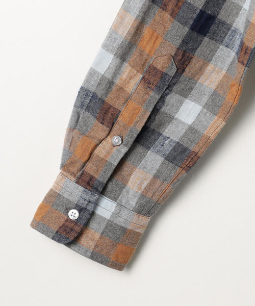 coen（コーエン）の「ウインターリネンチェックボタンダウンネルシャツ（シャツ/ブラウス・メンズ・ベージュ/グレー/コバルトブルー・SMALL/MEDIUM/LARGE/X-LARGE）」の7枚目の写真