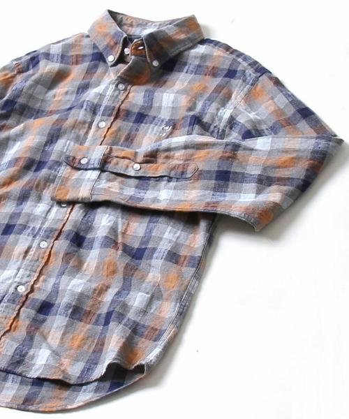 coen（コーエン）の「ウインターリネンチェックボタンダウンネルシャツ（シャツ/ブラウス・メンズ・ベージュ/グレー/コバルトブルー・SMALL/MEDIUM/LARGE/X-LARGE）」の14枚目の写真