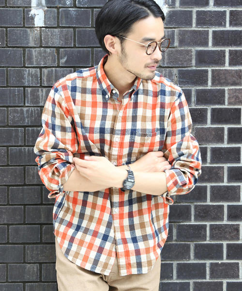 coen（コーエン）の「ウインターリネンチェックボタンダウンネルシャツ（シャツ/ブラウス・メンズ・ベージュ/グレー/コバルトブルー・SMALL/MEDIUM/LARGE/X-LARGE）」の16枚目の写真