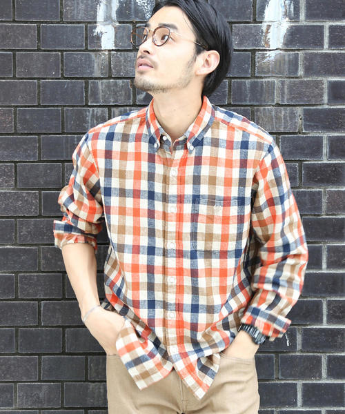 coen（コーエン）の「ウインターリネンチェックボタンダウンネルシャツ（シャツ/ブラウス・メンズ・ベージュ/グレー/コバルトブルー・SMALL/MEDIUM/LARGE/X-LARGE）」の17枚目の写真