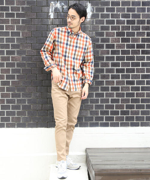 coen（コーエン）の「ウインターリネンチェックボタンダウンネルシャツ（シャツ/ブラウス・メンズ・ベージュ/グレー/コバルトブルー・SMALL/MEDIUM/LARGE/X-LARGE）」の18枚目の写真