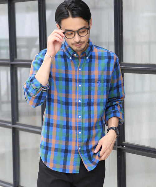 coen（コーエン）の「ウインターリネンチェックボタンダウンネルシャツ（シャツ/ブラウス・メンズ・ベージュ/グレー/コバルトブルー・SMALL/MEDIUM/LARGE/X-LARGE）」の20枚目の写真