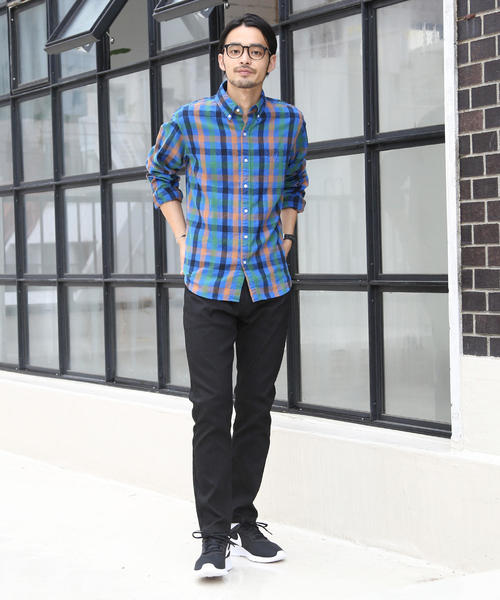 coen（コーエン）の「ウインターリネンチェックボタンダウンネルシャツ（シャツ/ブラウス・メンズ・ベージュ/グレー/コバルトブルー・SMALL/MEDIUM/LARGE/X-LARGE）」の22枚目の写真