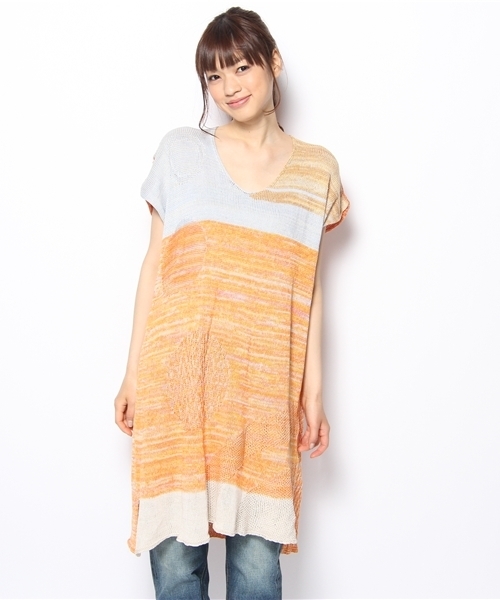 LIVETART（リヴェタート）の「tamaki niime/コットンニットチュニック (sleeveless)（チュニック・レディース・オレンジ系その他・FREE）」の2枚目の写真