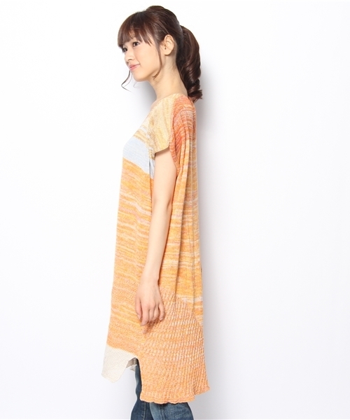 LIVETART（リヴェタート）の「tamaki niime/コットンニットチュニック (sleeveless)（チュニック・レディース・オレンジ系その他・FREE）」の3枚目の写真