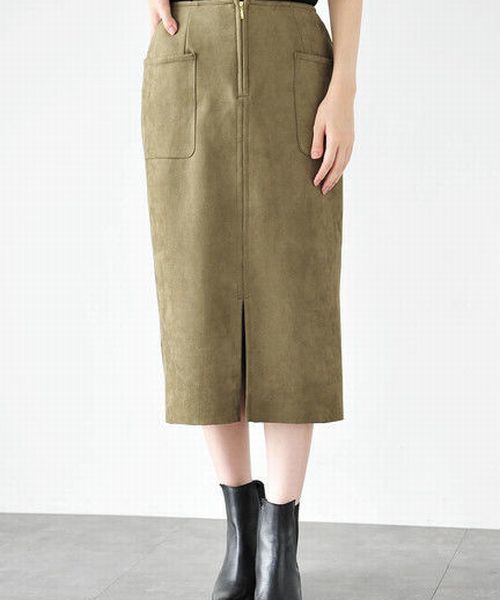 YECCA VECCA(イェッカヴェッカ)の「フェイクスエードポケットスカート(スカート・レディース・グレー/カーキ/キャメル・FREE)」の17枚目の写真