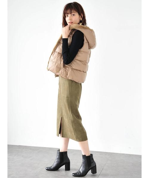 YECCA VECCA(イェッカヴェッカ)の「フェイクスエードポケットスカート(スカート・レディース・グレー/カーキ/キャメル・FREE)」の9枚目の写真