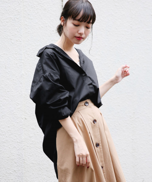 LOWRYS FARM（ローリーズファーム）の「チュニックシャツ　809004（シャツ/ブラウス・レディース・オフホワイト/ブラック/ベージュ/ストライプ・FREE）」の3枚目の写真