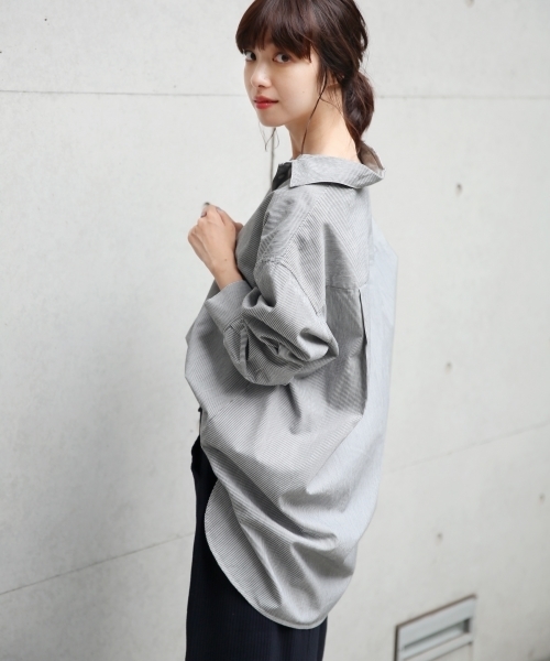 LOWRYS FARM（ローリーズファーム）の「チュニックシャツ　809004（シャツ/ブラウス・レディース・オフホワイト/ブラック/ベージュ/ストライプ・FREE）」の8枚目の写真